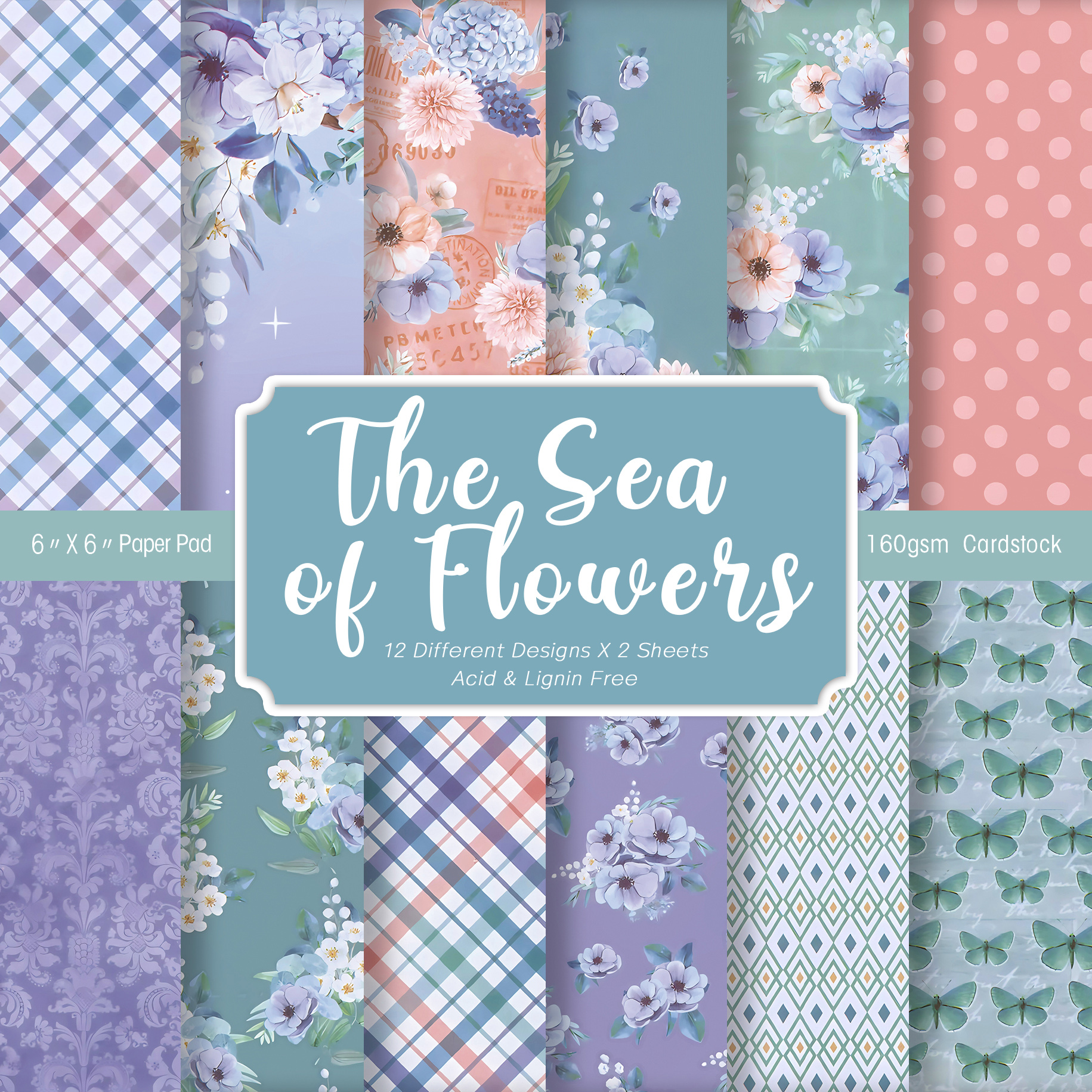 24 Sheets Colored Floral Patte - Art Craft Journals ulasan dan harga