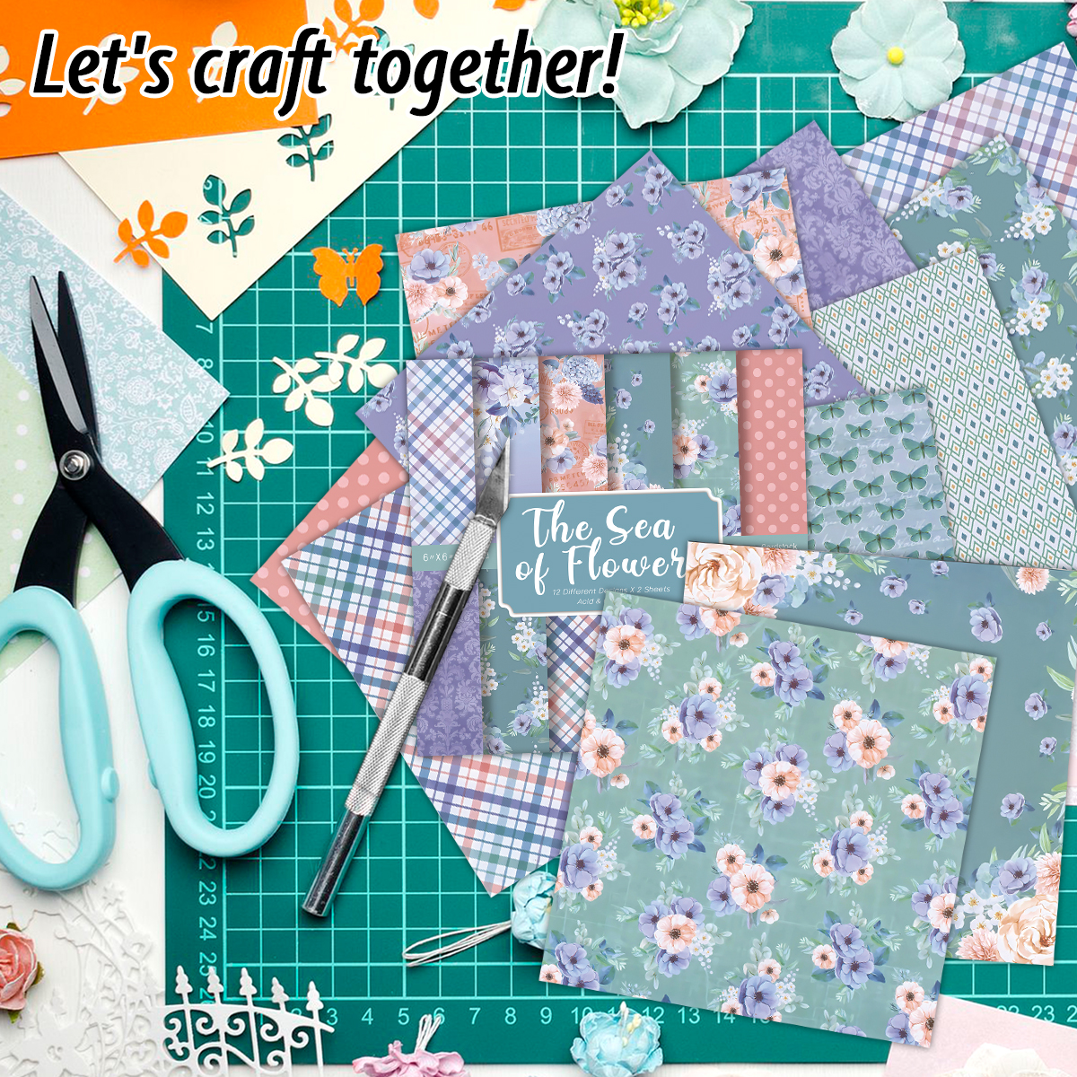 24 Sheets Colored Floral Patte - Art Craft Journals ulasan dan harga